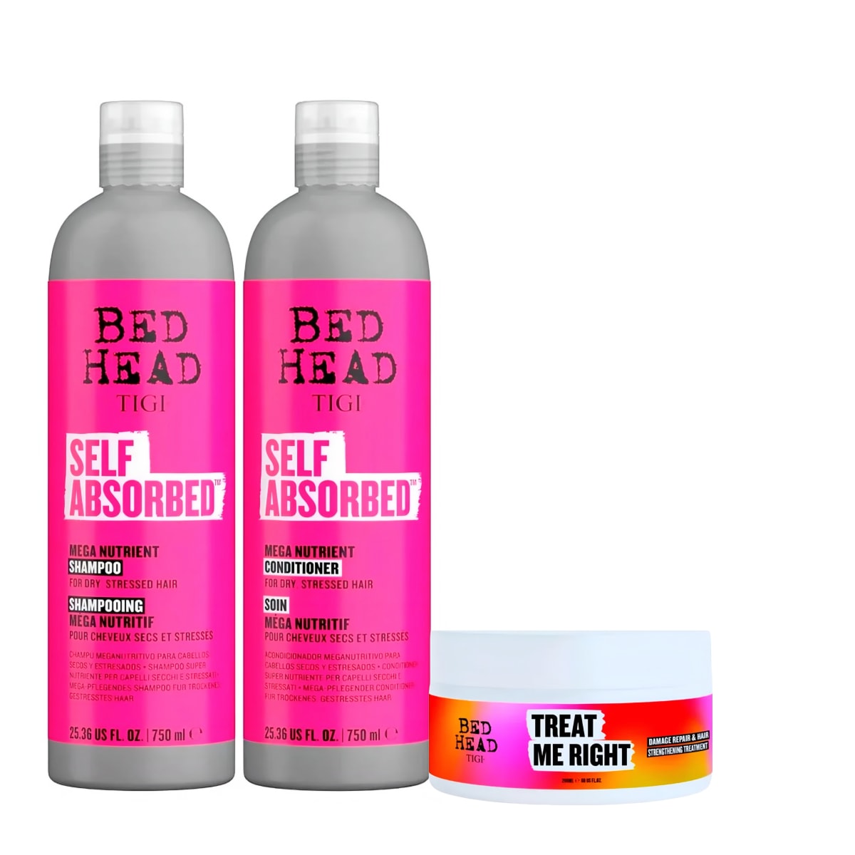 Pack Tigi Bed Head Self ABsorbed - Shampoo + Acondicionador + mascarilla Treat me right 200ml1