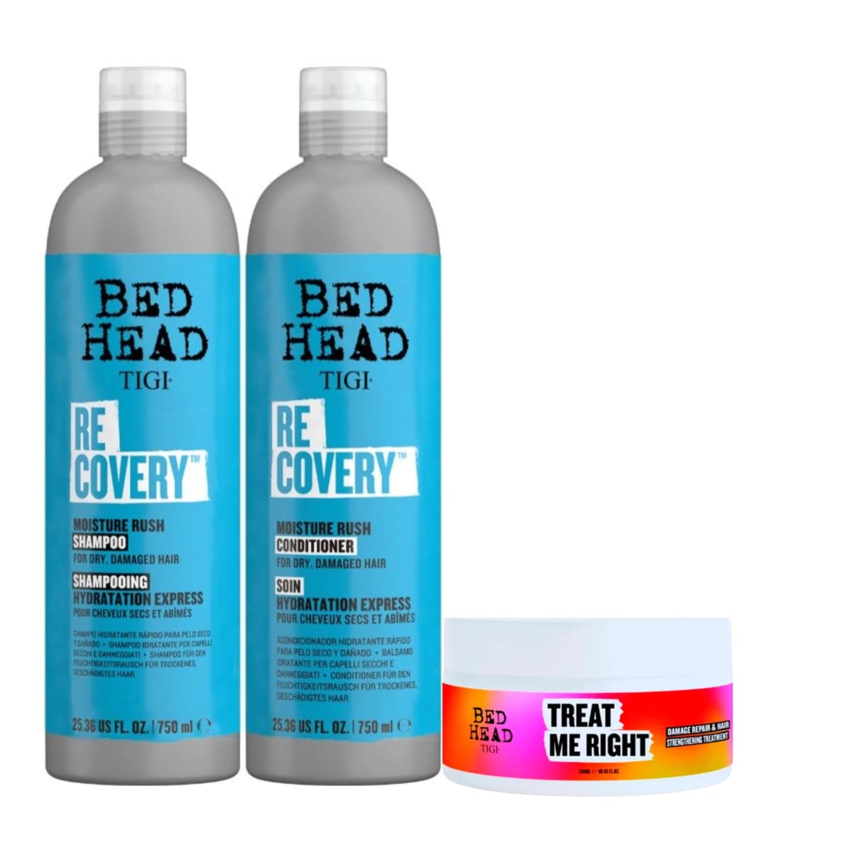 TIGI Bed Head Pack Recovery Shampoo 750 ml + Acondicionador 750 ml + Mascarilla 200 ml1