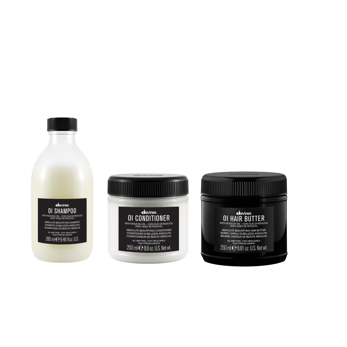 Davines OI Pack Shampoo 280 ml + Acondicionador 250 ml + Mascarilla Hair Butter 250 ml1