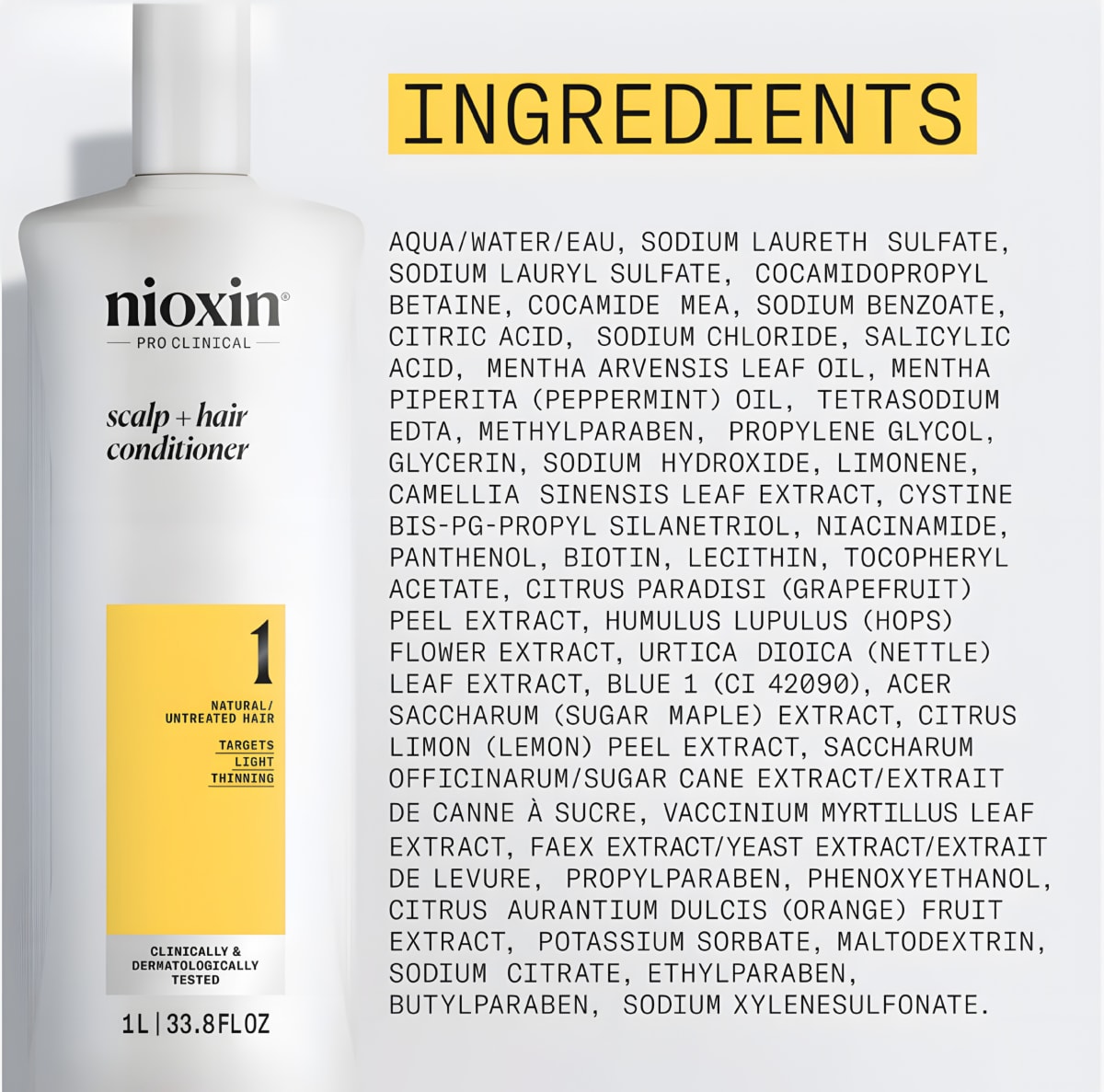 Nioxin Sistema 1 Shampoo Cabello Natural con Adelgazamiento Leve 1000 ml6