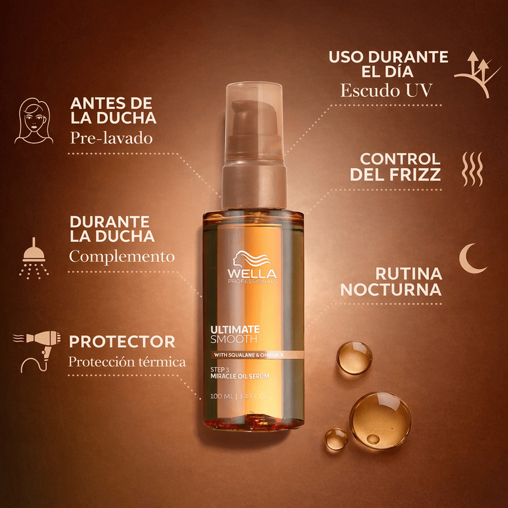 WELLA Ultimate Smooth Miracle Oil Serum 100 ml – Nutrición Intensa y Control del Frizz3