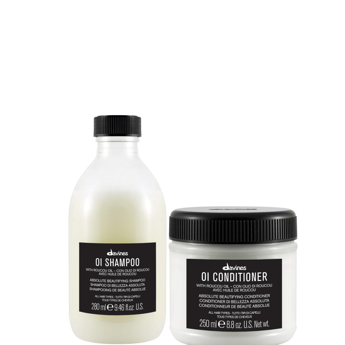Davines OI Pack Shampoo + Acondicionador + OI Oil Brillo y Suavidad1