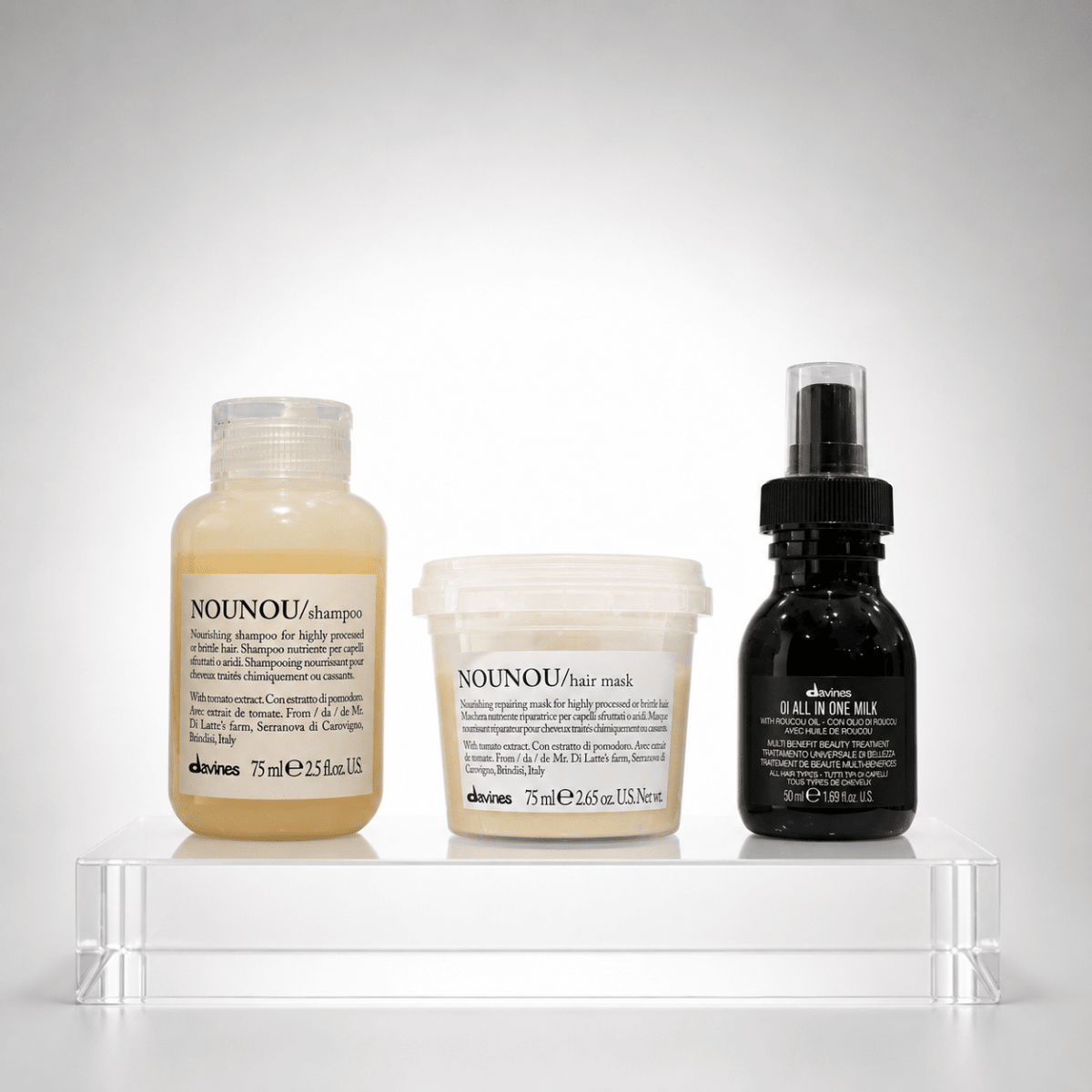 Davines NouNou Pack Shampoo 75 ml + Hair Mask 75 ml + OI All In One Milk 50 ml Travel1