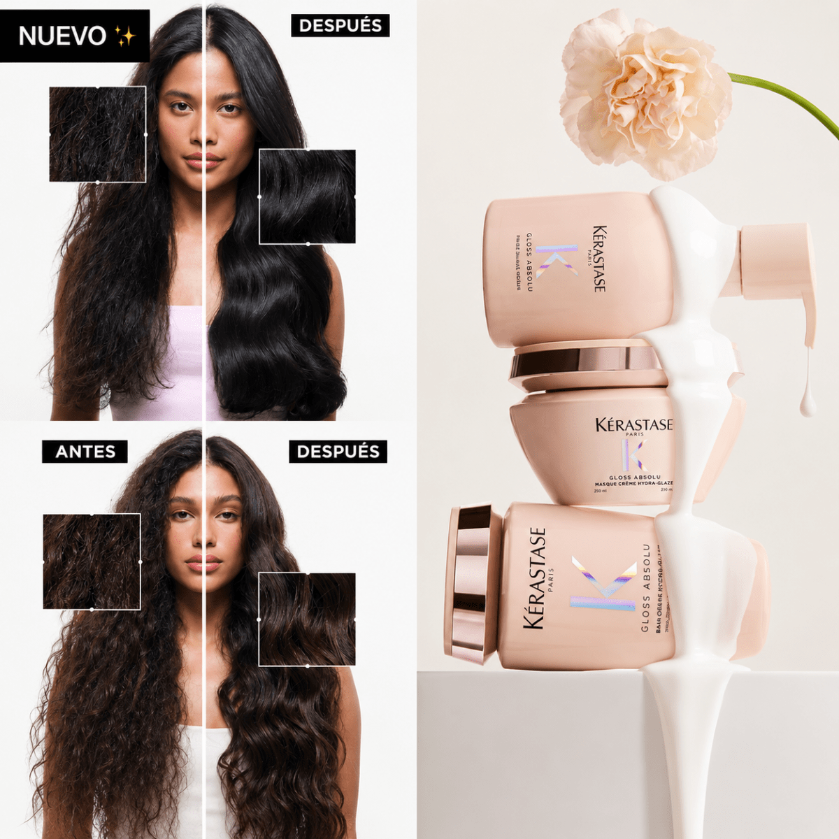 Kerastase Gloss Absolu shampoo hidratación y brillo anti frizz 250 ml5