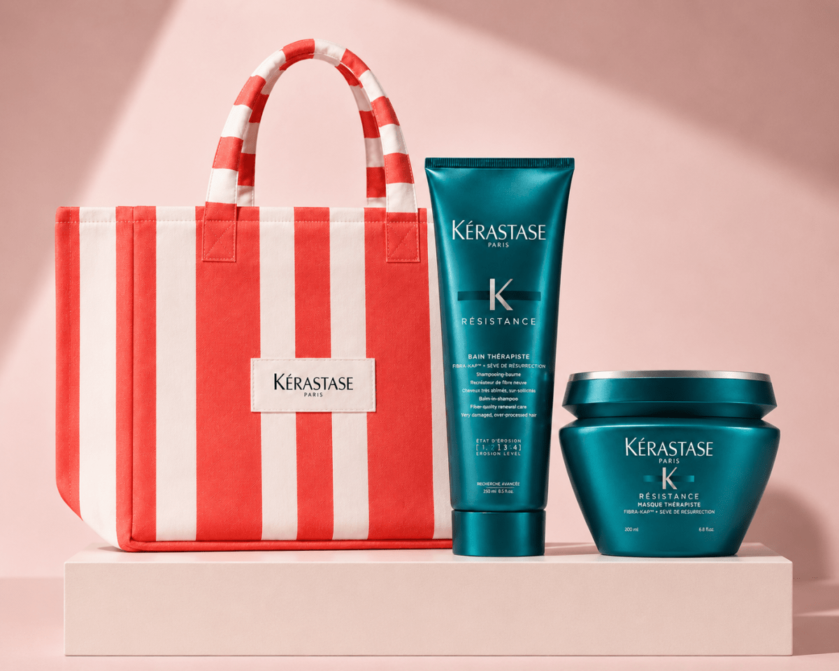 Kérastase Résistance Thérapiste pack shampoo 250 ml + mascarilla 200 ml + bolso1