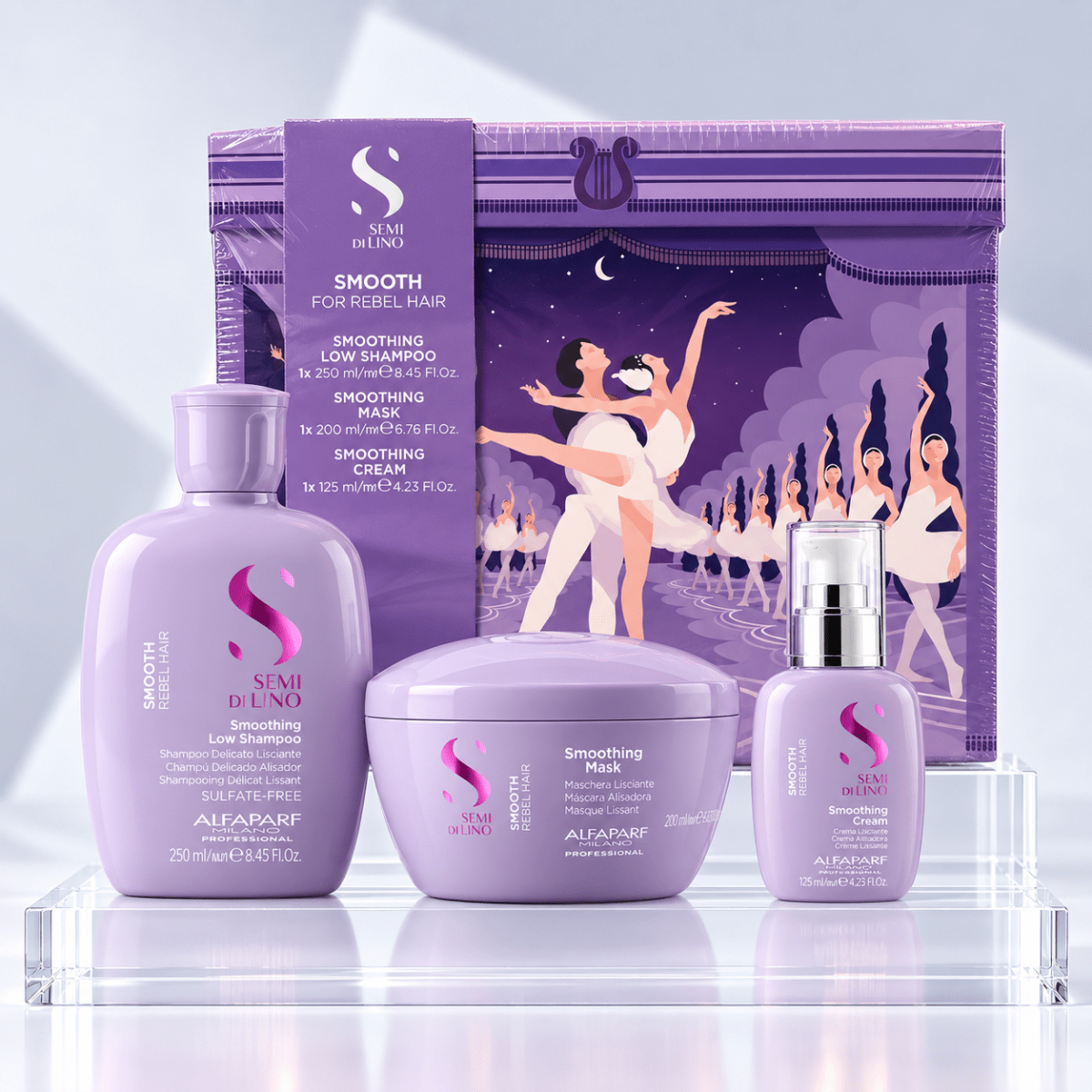 Alfaparf Milano Semi Di Lino Smooth Pack Shampoo 250 ml + Mascarilla 200 ml + Crema 125 ml1