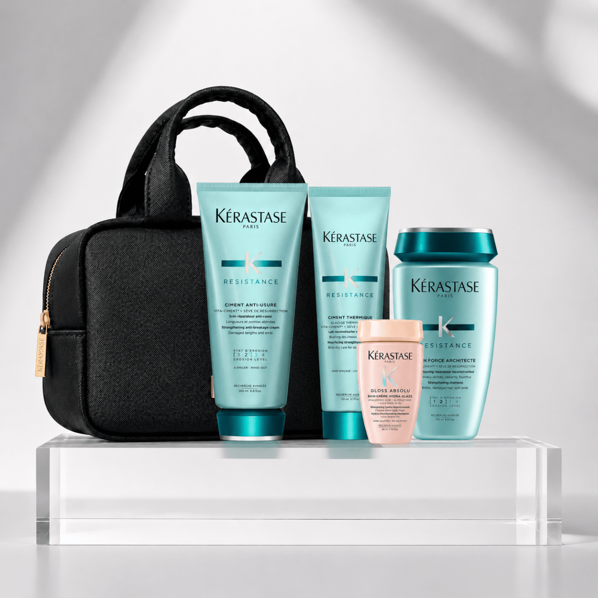 Kerastase Resistance Force Pack Shampoo 250ml + Acondicionador 200ml + Termoprotector 150ml + Travel Size1