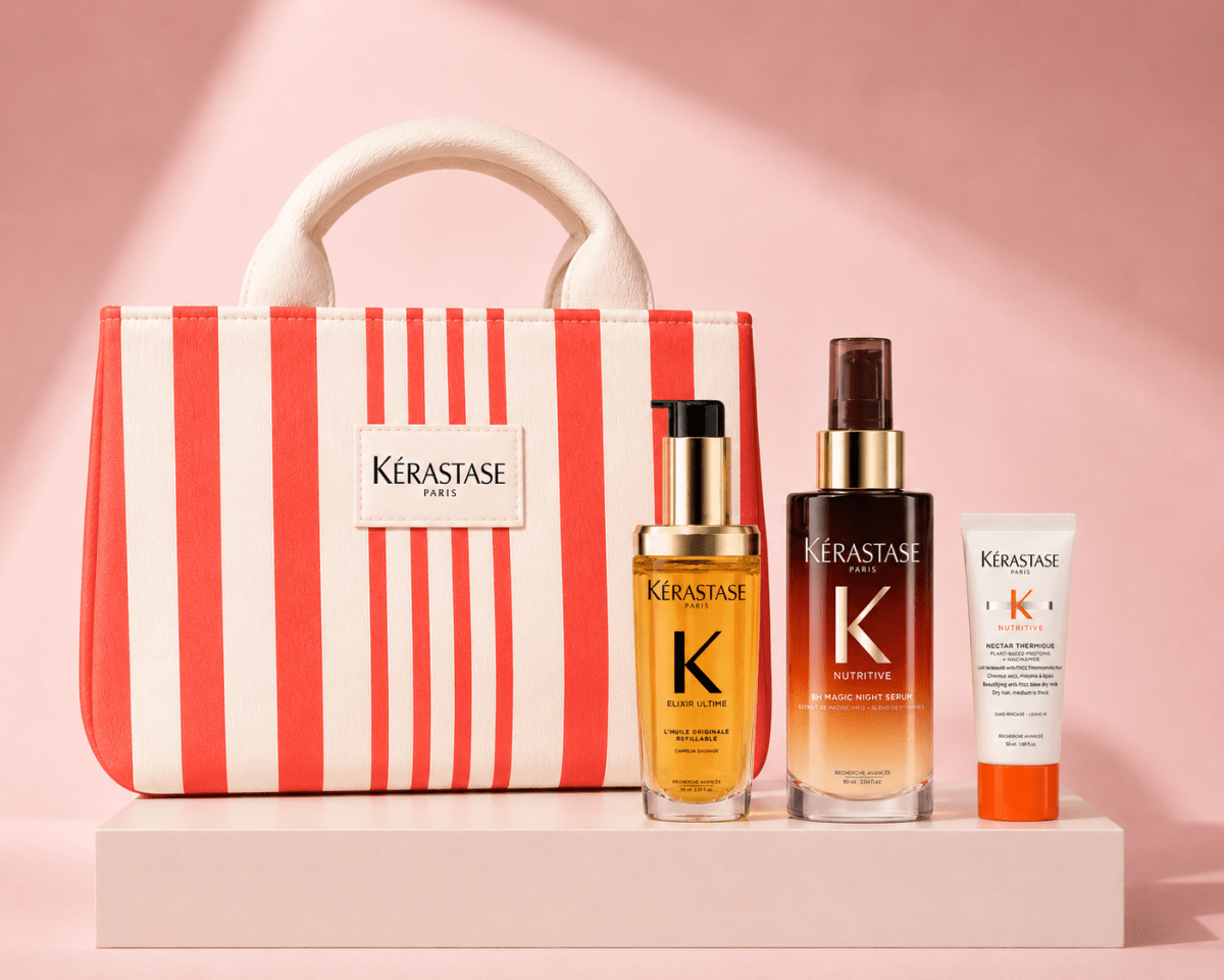 Kérastase Nutritive pack nectar thermique 50 ml + night serum 90 ml + elixir 75 ml + bolso1
