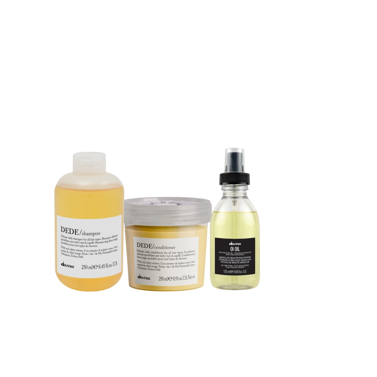 Davines Dede PACK shampoo 250ml+ Acondicionador 250ml+ oi oil 135ml1