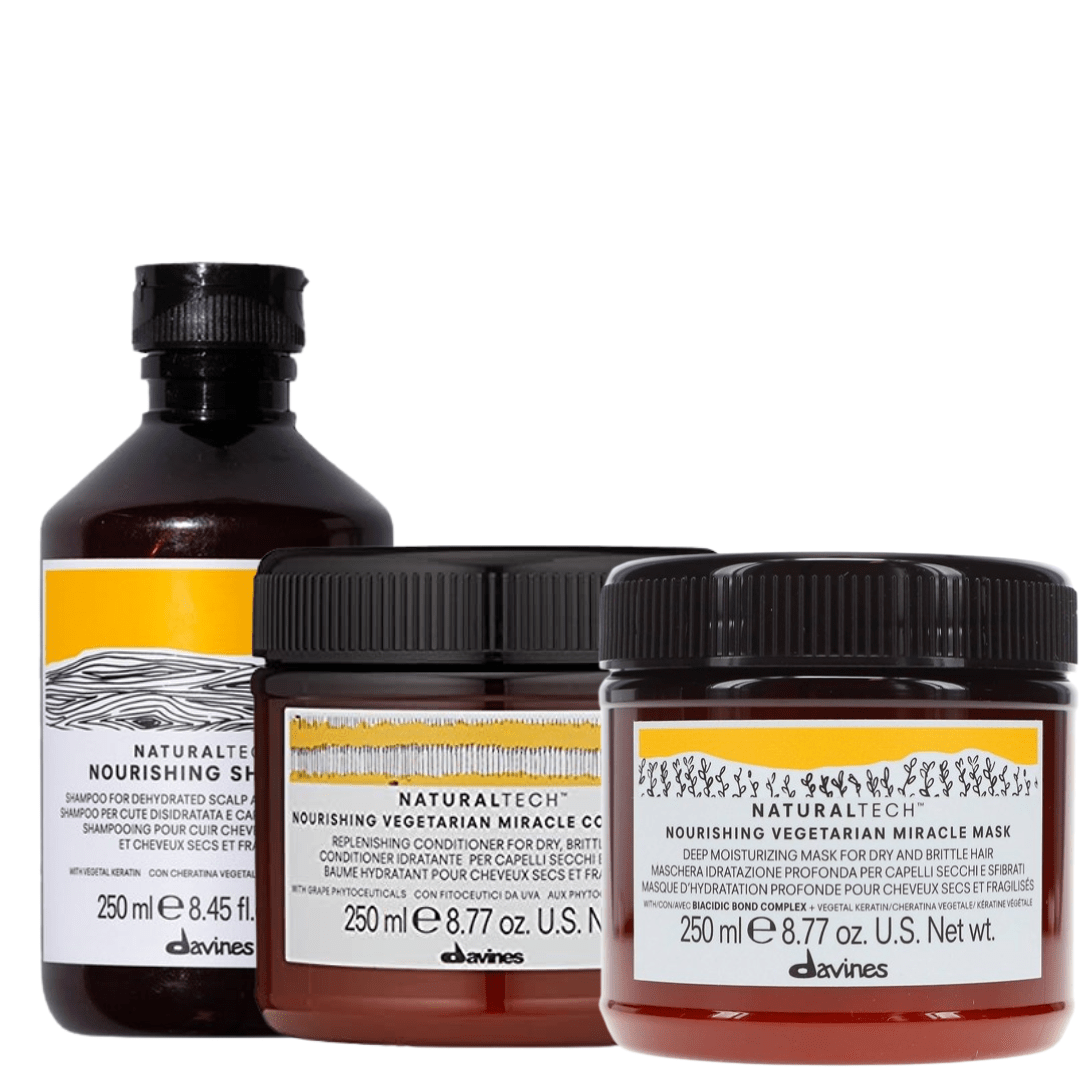 Davines Nourishing Pack Shampoo + Mascarilla + Keratin Sealer Cabello Dañado1