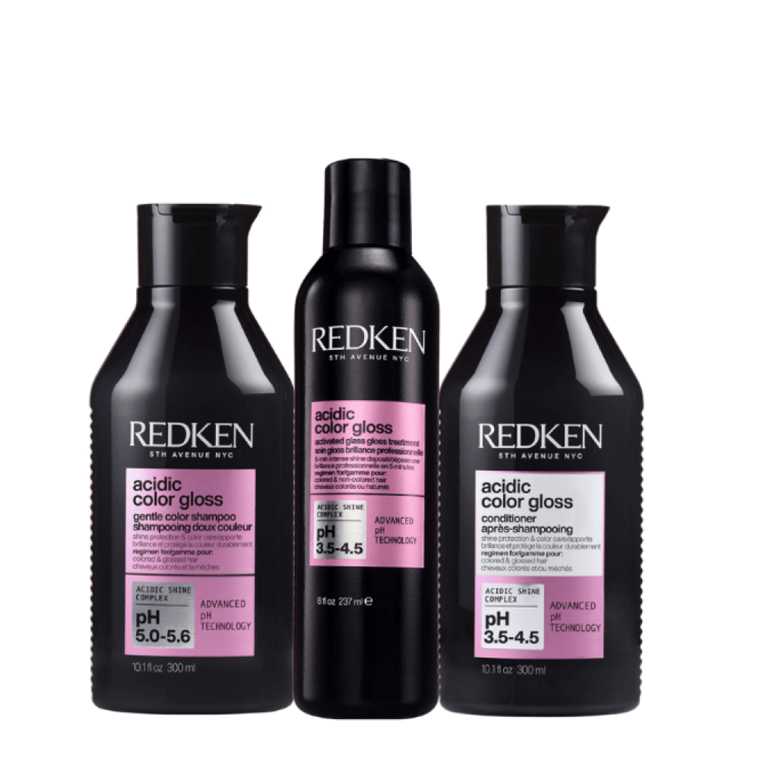 Pack Redken Acidic Color Gloss – Shampoo 300 ml, Acondicionador 300 ml, One United 150 ml + Neceser de regalo1