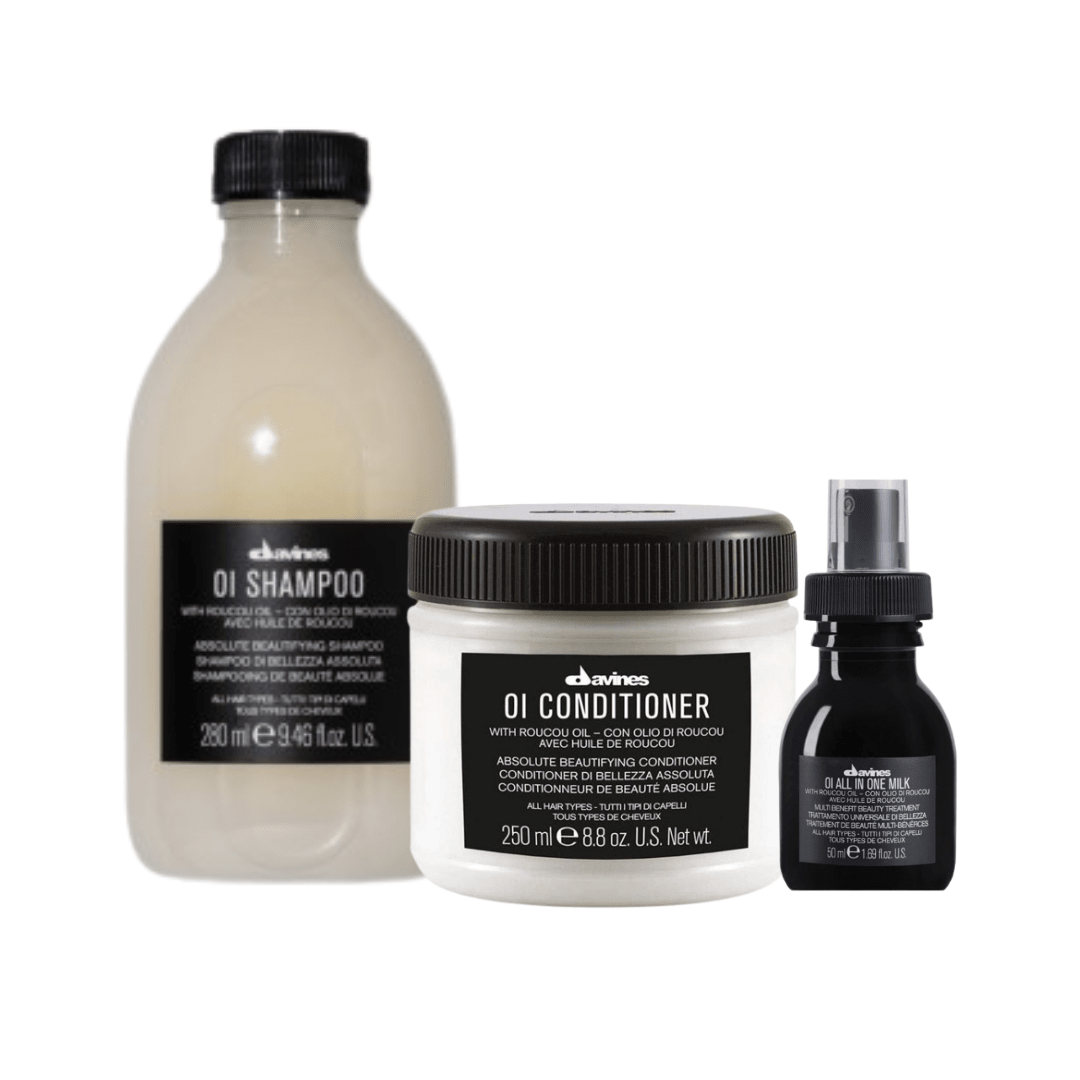 Davines OI Set Shampoo + Acondicionador + OI Oil Brillo y Suavidad1