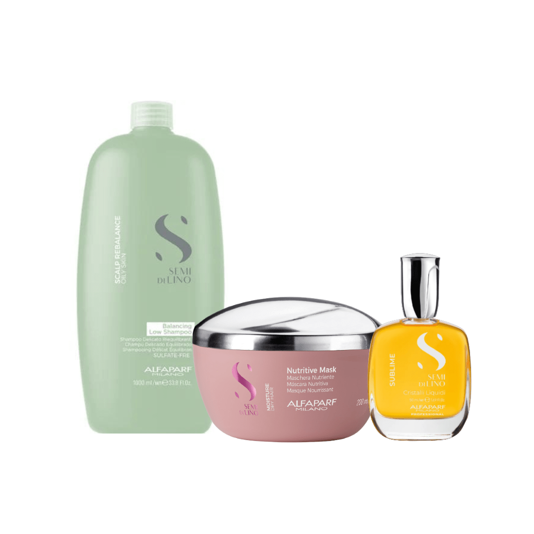 Alfaparf Milano Semi Di Lino Balancing Set XL Shampoo 1000 ml + Mascarilla 1000 ml1