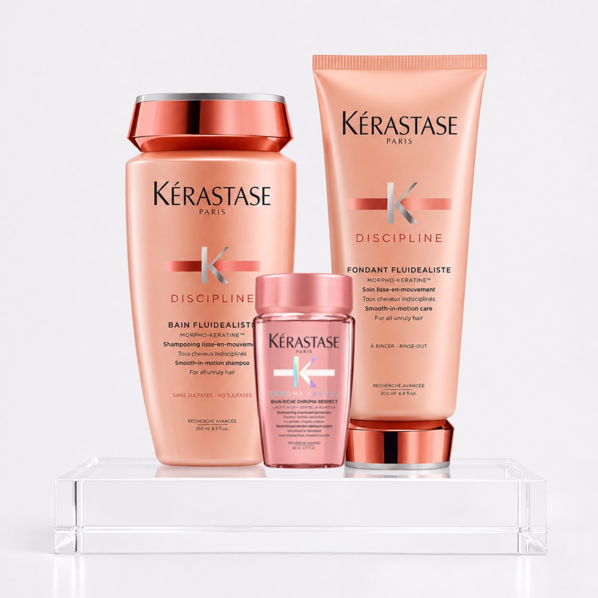 Kerastase Discipline Pack Antifrizz Shampoo 250 ml + Acondicionador 200 ml + Travel1