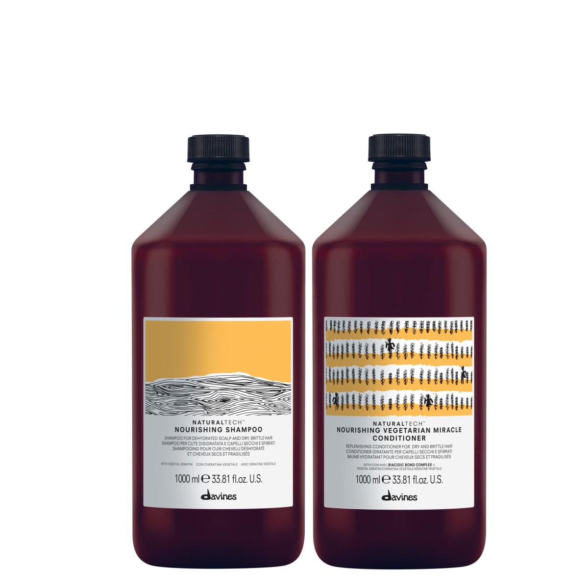 Davines Nourishing Dúo XL Shampoo 1000 ml + Vegetarian Miracle Conditioner 1000 ml1