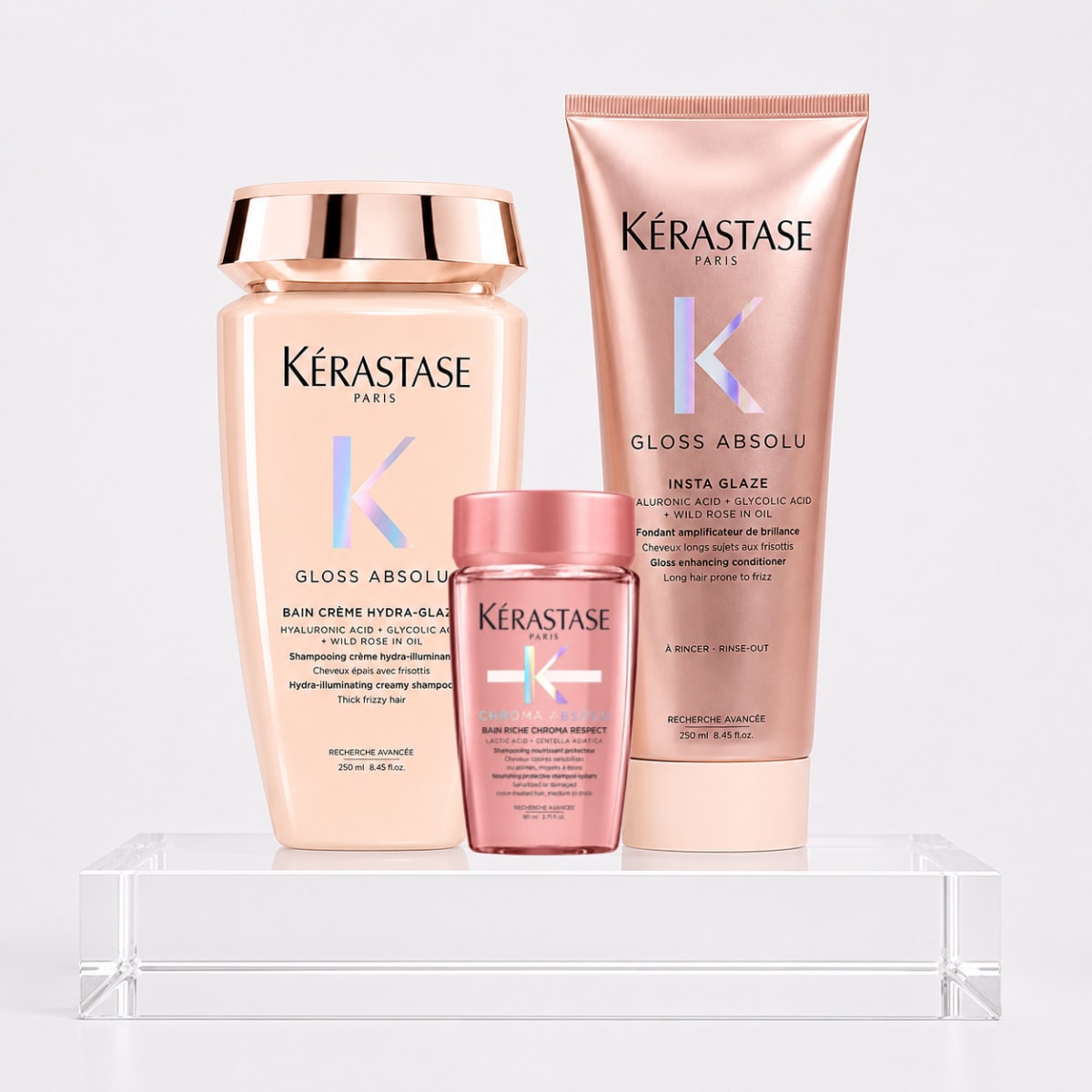 Kerastase Gloss Absolu Pack 2 Brillo Shampoo 250 ml + Acondicionador 250 ml + Travel1