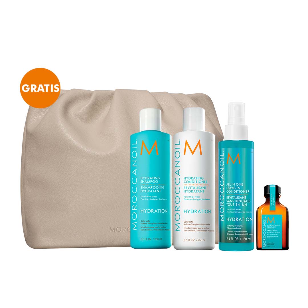 Moroccanoil Pack Hydration Shampoo 250 ml + Acondicionador 250 ml + All In One 160 ml + Tratamiento 25 ml + Neceser1