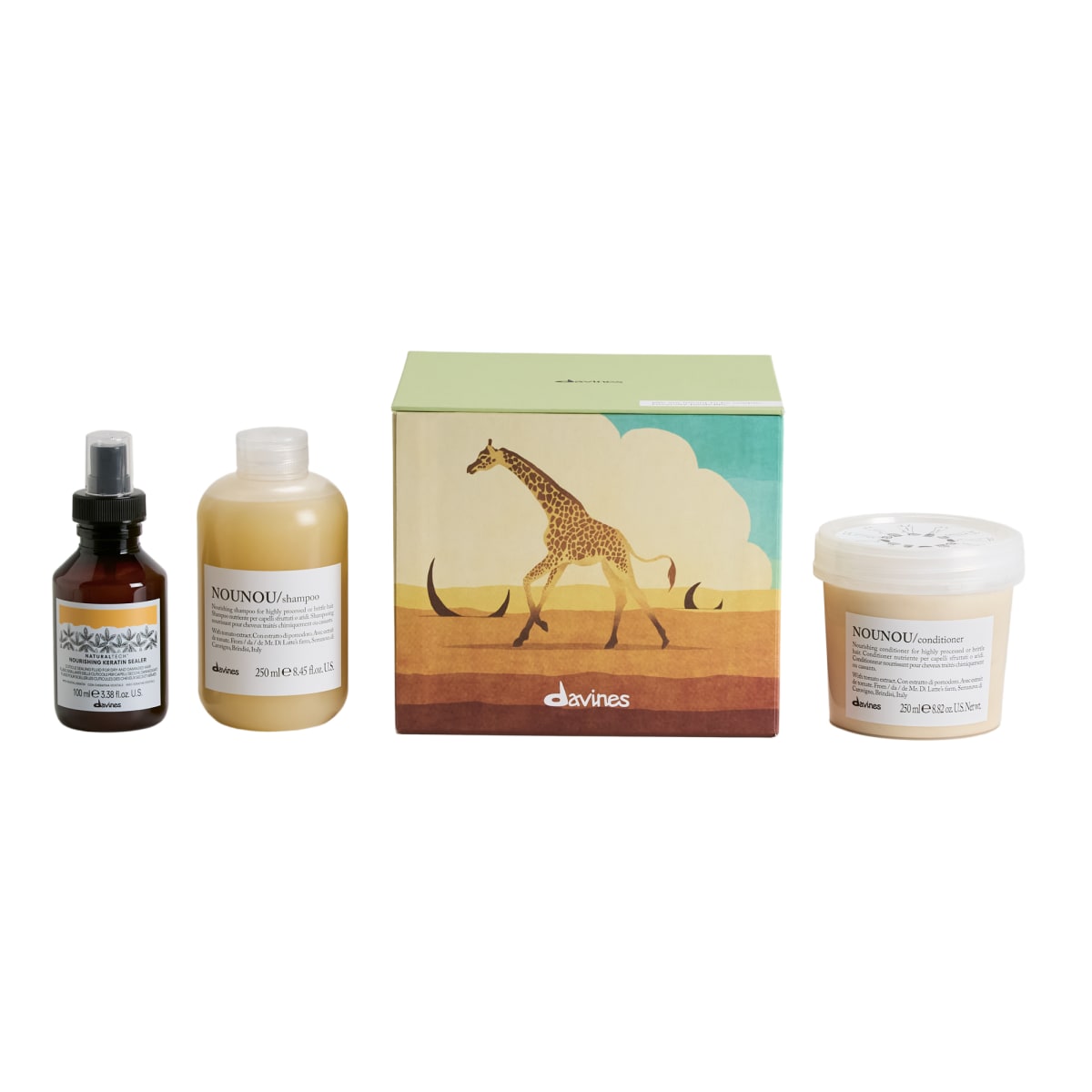 Davines Nounou Pack Shampoo 250 ml + Acondicionador 250 ml + Nourishing Keratin Sealer 100 ml Cabello Dañado1