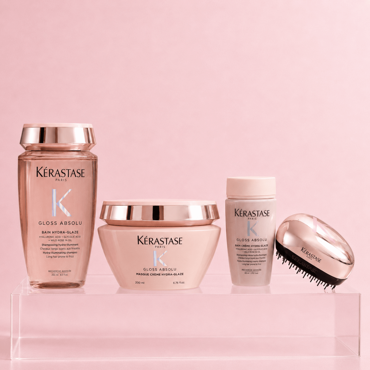 Kérastase Gloss Absolu Antifrizz Pack Cabello Fino Shampoo 250ml + Mascarilla 200ml + Travel2
