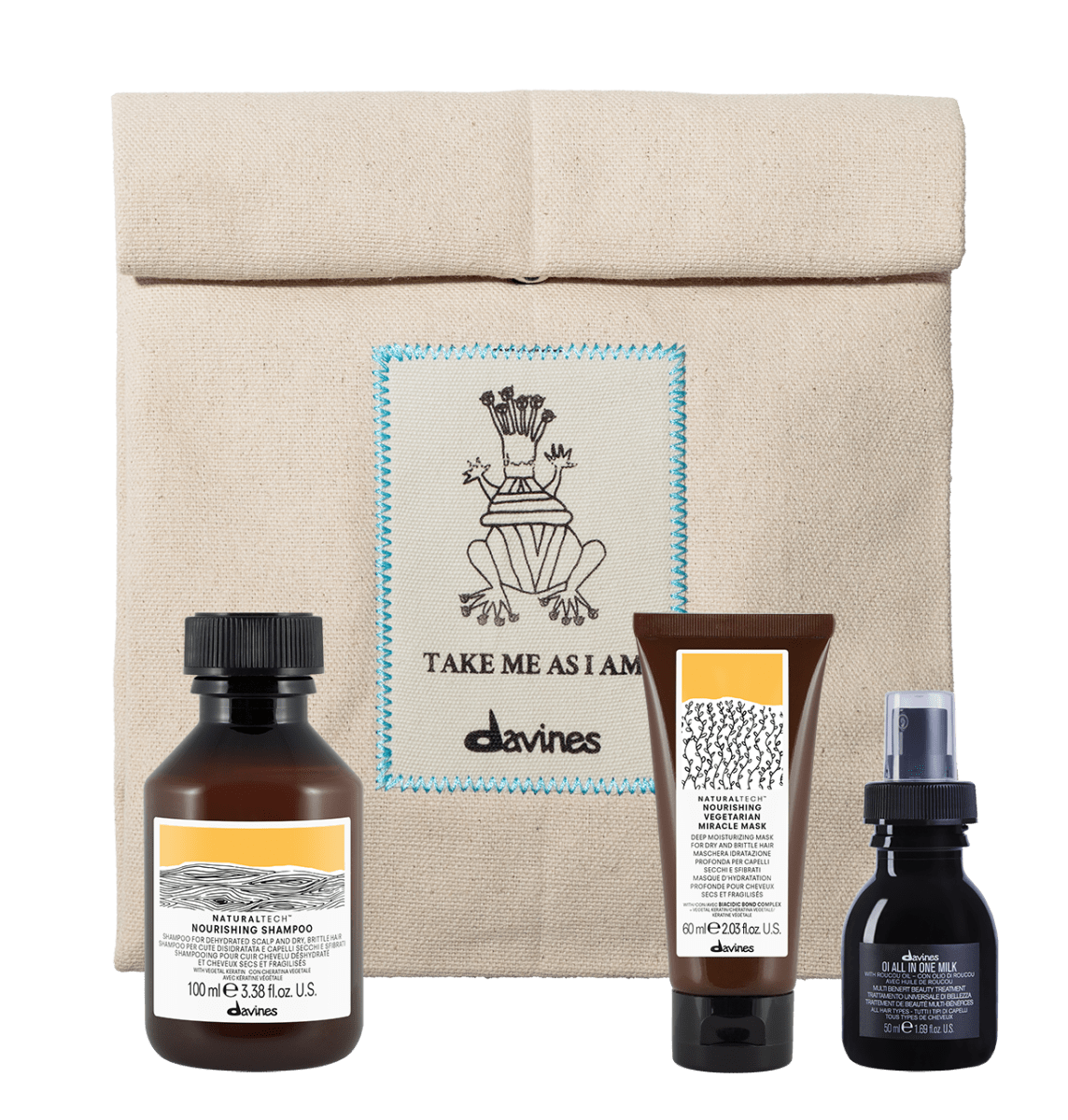 Davines Nourishing Travel Size Kit Shampoo 100 ml + Mask 60 ml + All In One Milk 50 ml + Neceser1