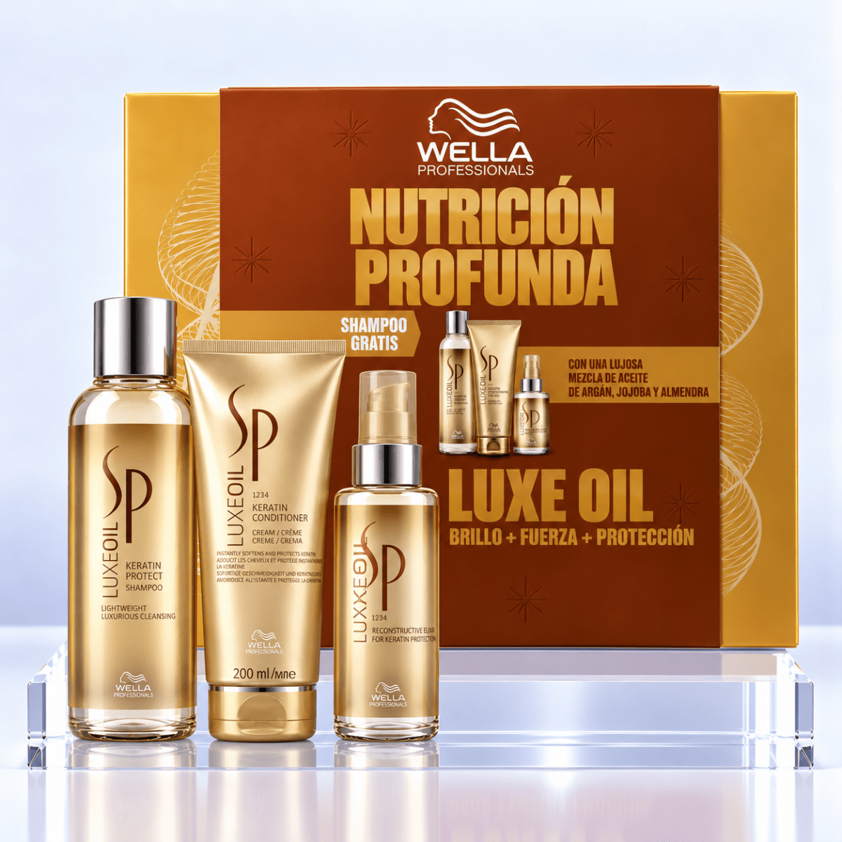 Wella Professionals LuxeOil Nutrición Pack Shampoo 200 ml + Conditioner 200 ml + Elixir 100 ml1