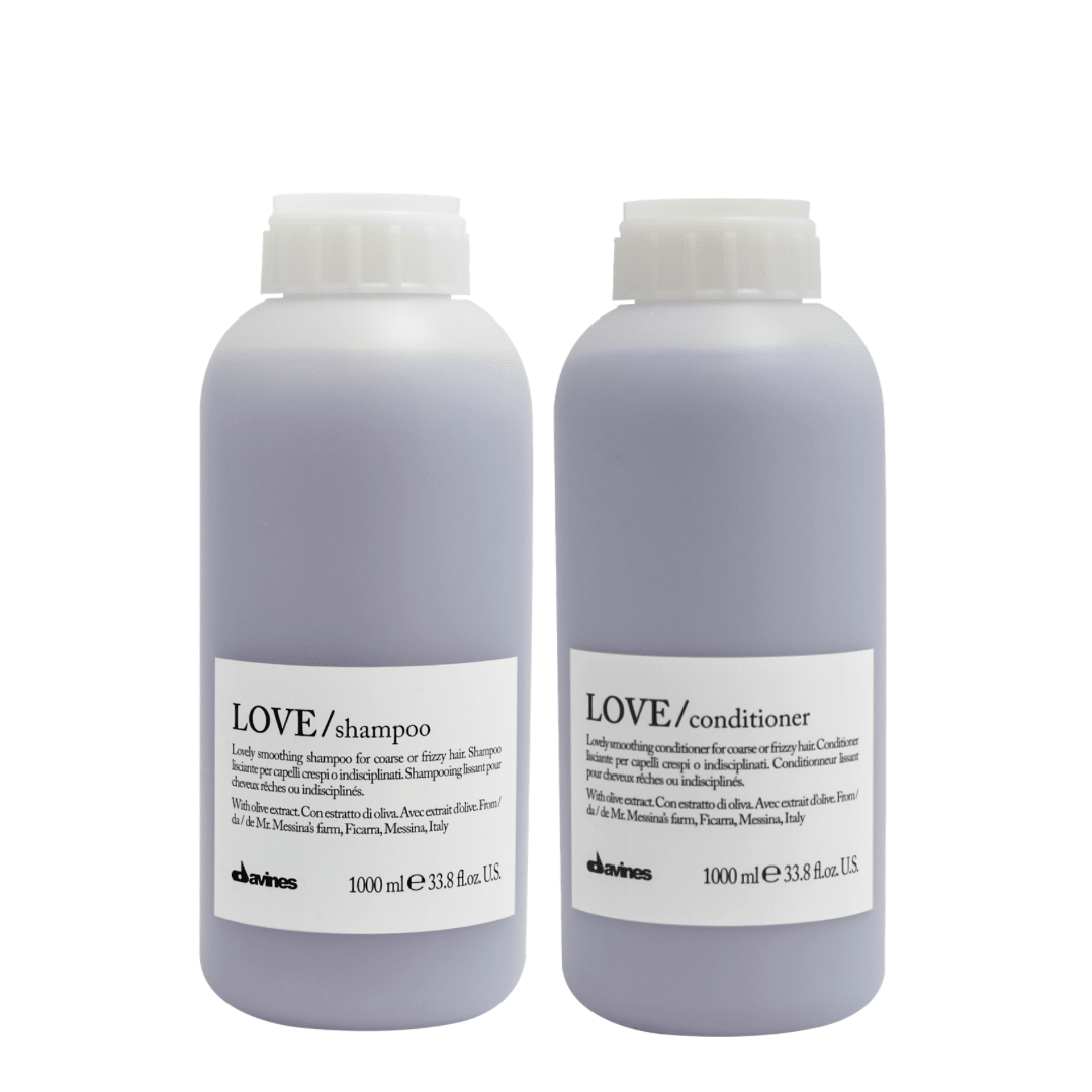 Davines Love Smoothing Pack XL Shampoo 1000 ml + Acondicionador 1000 ml Control Frizz1
