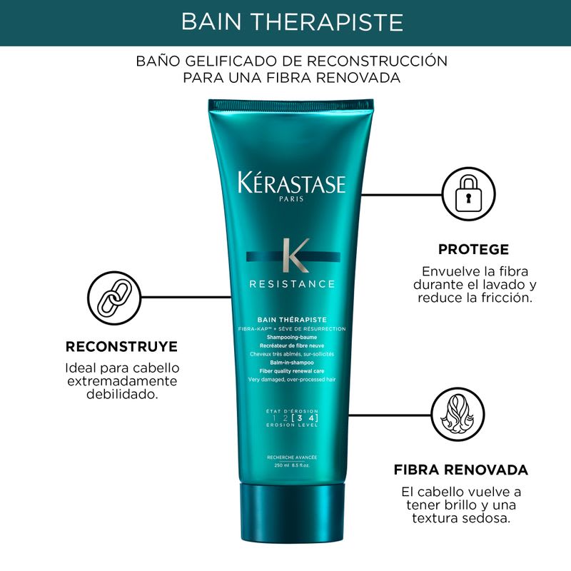 KERASTASE Resistance Shampoo BAIN THERAPISTE Reparador para cabello muy dañado 450ml2