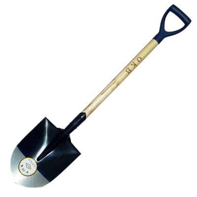 Pala Punta Huevo Mango Madera Asa Azul OKB