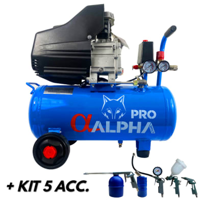 Compresor 24 Litros + Kit de Accesorios ALPHA PRO
