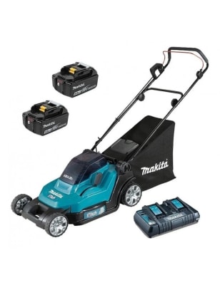 Cortadora de Césped Inalámbrica MAKITA (DLM382Z) + 2 Baterías 18V 3.0Ah (BL1830B X2) + Cargador Doble (DC18SH)