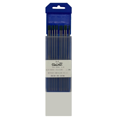 Electrodo Tungsteno 2.4mm 150mm para TIG Punto Verde 10 Unidades ALPHA