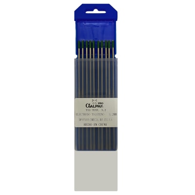 Electrodo Tungsteno 3.2mm 150mm para TIG Punto Verde 10 Unidades ALPHA