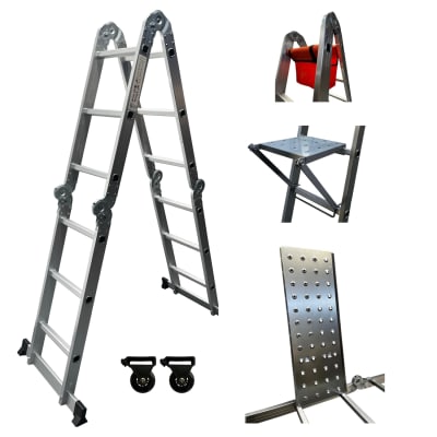 Escalera de Aluminio 4x3 + Pack de Accesorios