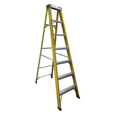 Escalera 2 Metros 6 Peldaños Tipo Tijera de Fibra de Vidrio y Aluminio