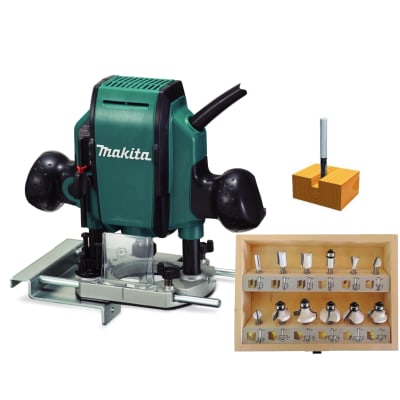 Fresadora MAKITA 900W 6-10mm (1/4” - 3/8”) + Fresa Recta 1/4