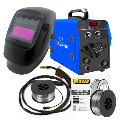 Soldadora MIG 120 Amp ALPHA + Mascara + Alambre MIG Flux 1kg 0,9mm