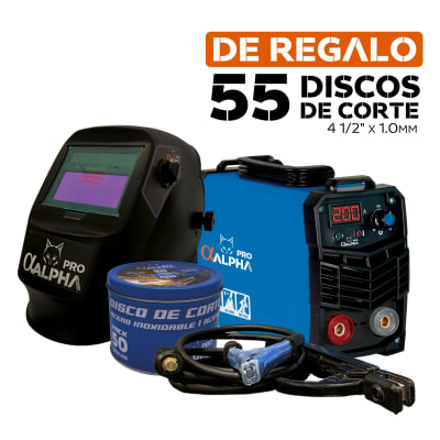 Pack Soldadora 200 Amp + Mascara + 55 Discos de Corte 4 1/2