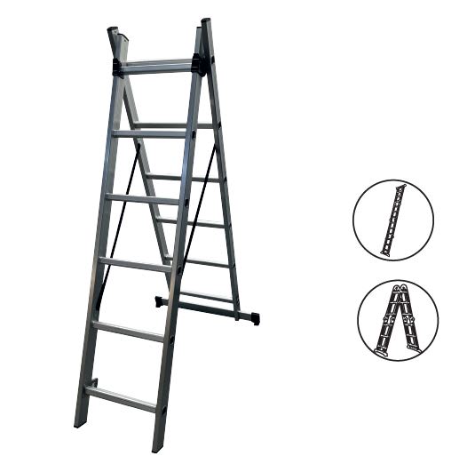 Escalera Doble de Aluminio 2,5 Metros 12 Peldaños2