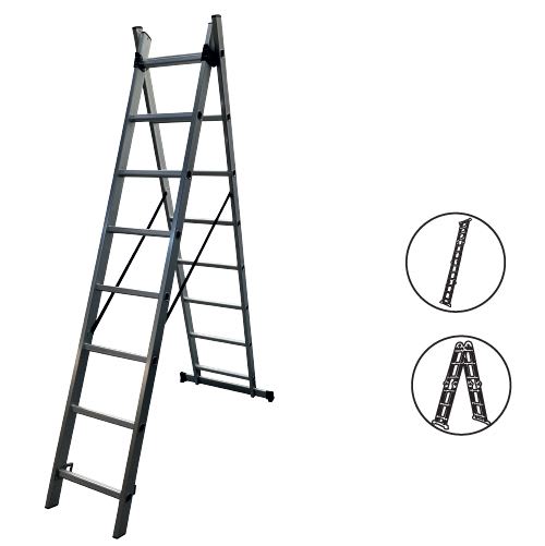 Escalera Doble de Aluminio 3,7 Metros 16 Peldaños2