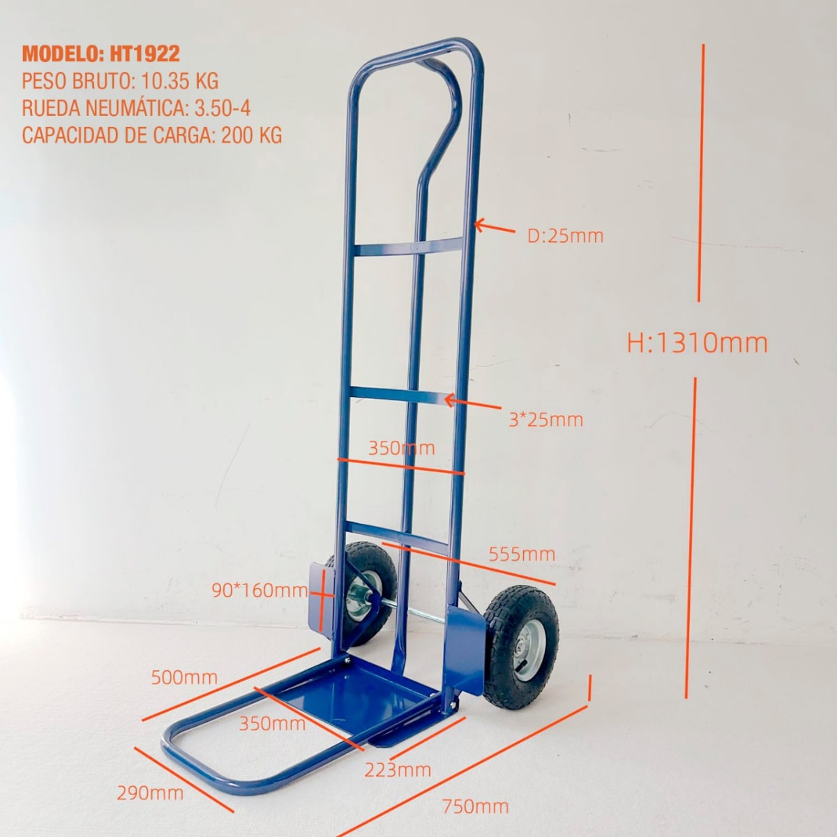 Carro Yegua 200kg Rueda Neumatica 350x4 HT1922 OKB1