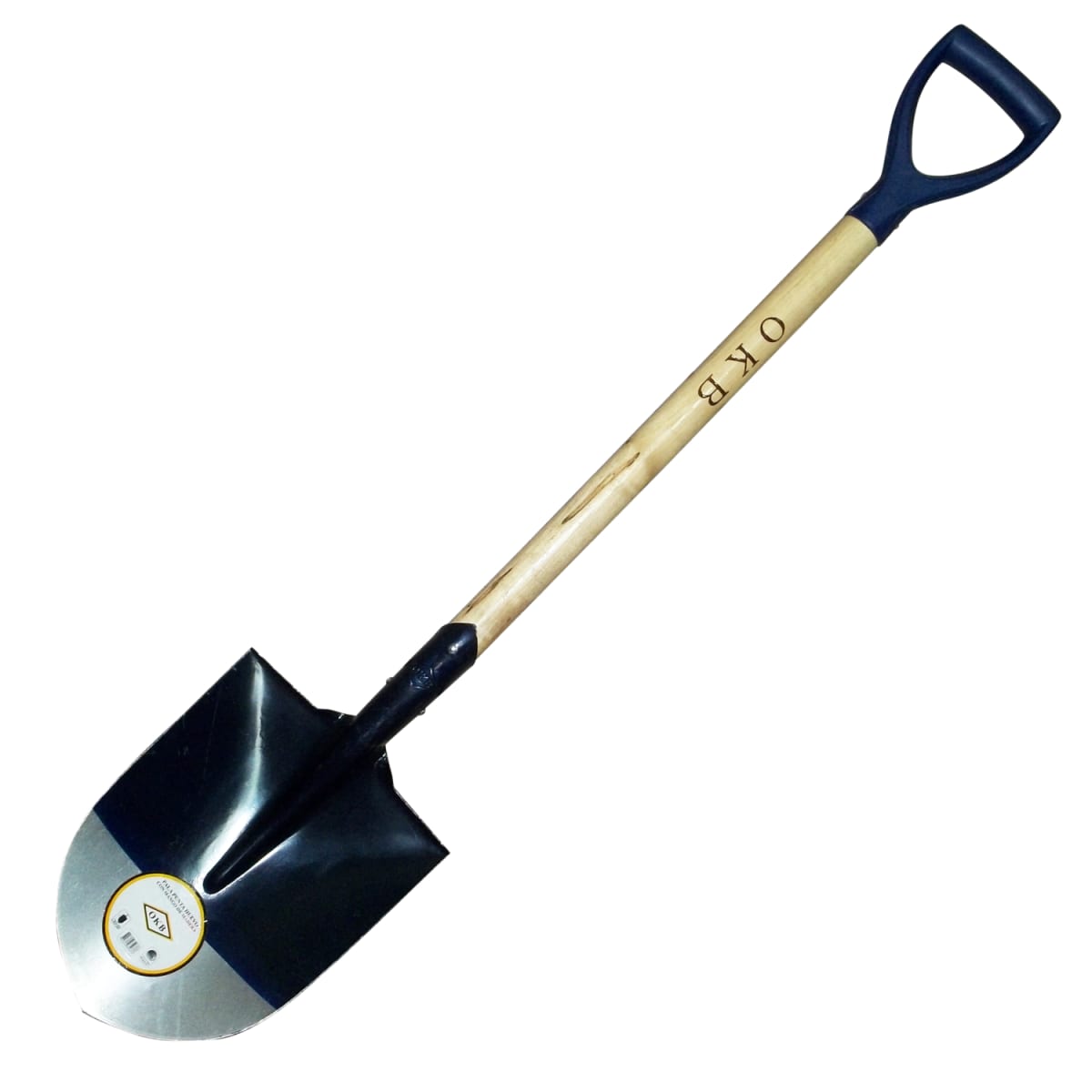 Pala Punta Huevo Mango Madera Asa Azul OKB1