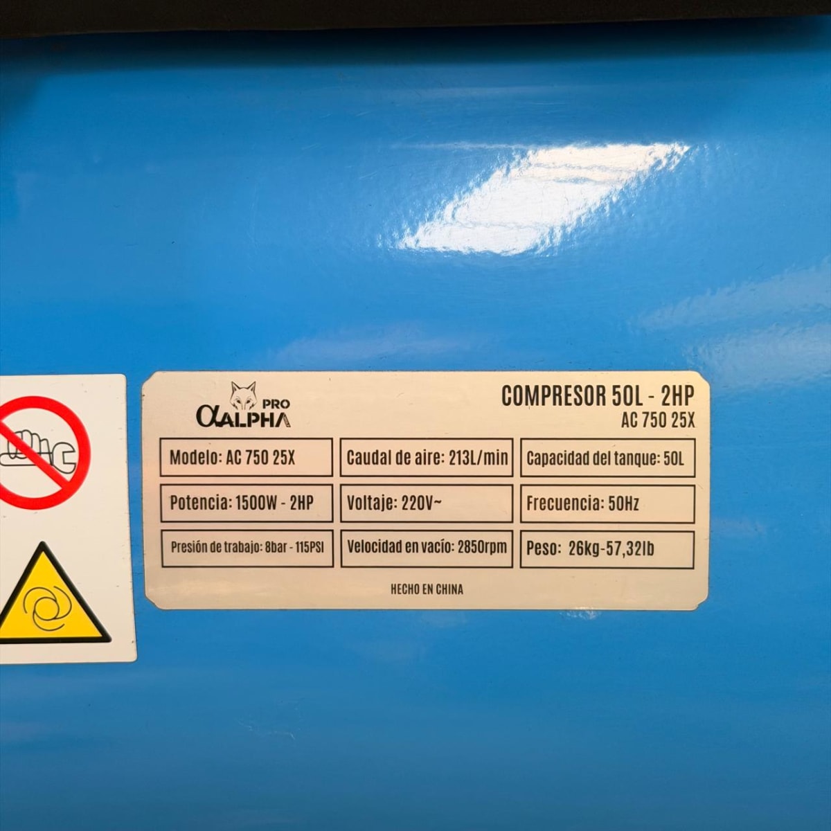Compresor 50 Litros 2hp ALPHA (Semi Nuevo)4