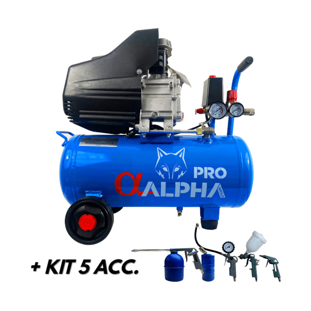 Compresor 24 Litros + Kit de Accesorios ALPHA PRO2