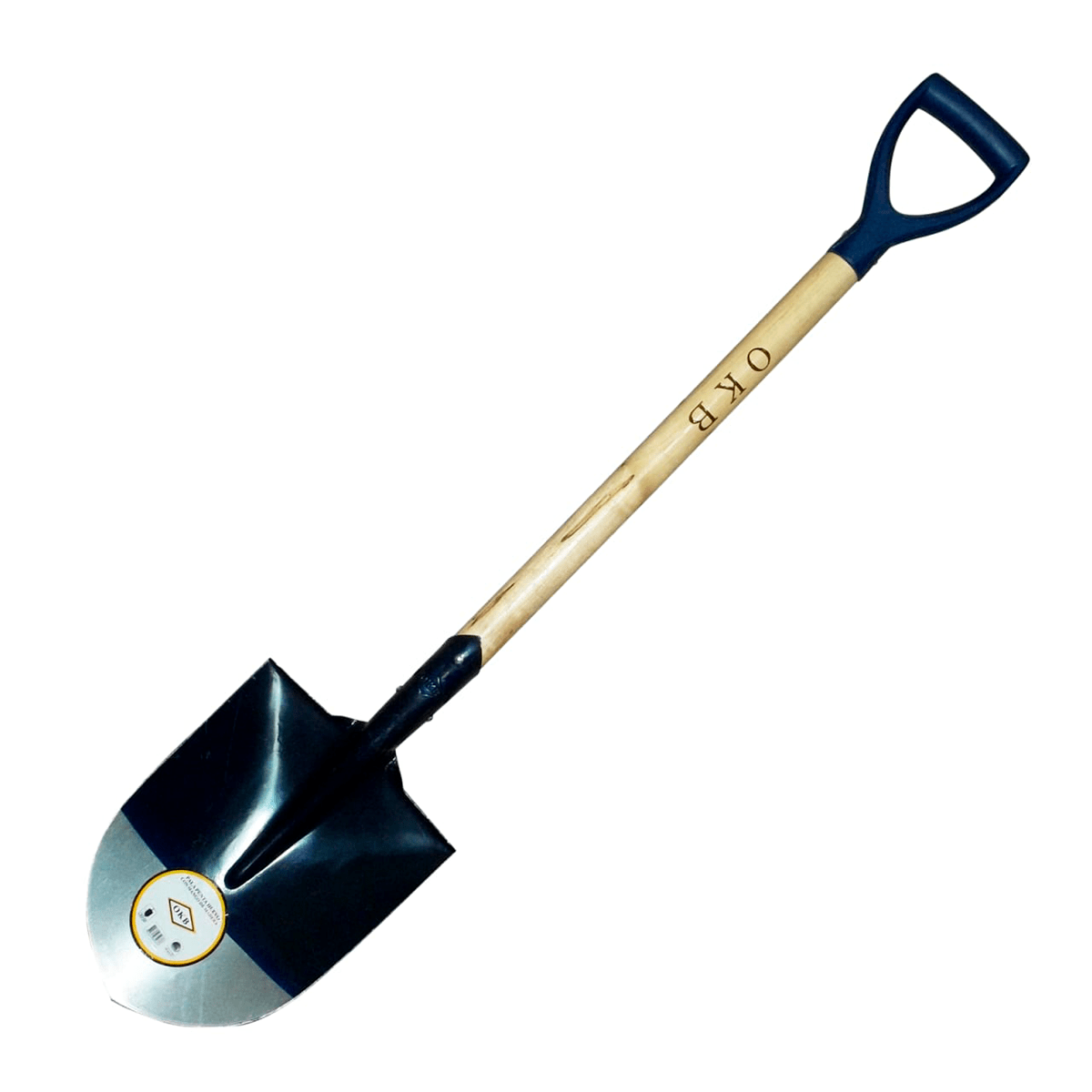 Pala Punta Huevo Mango Madera Asa Azul OKB2