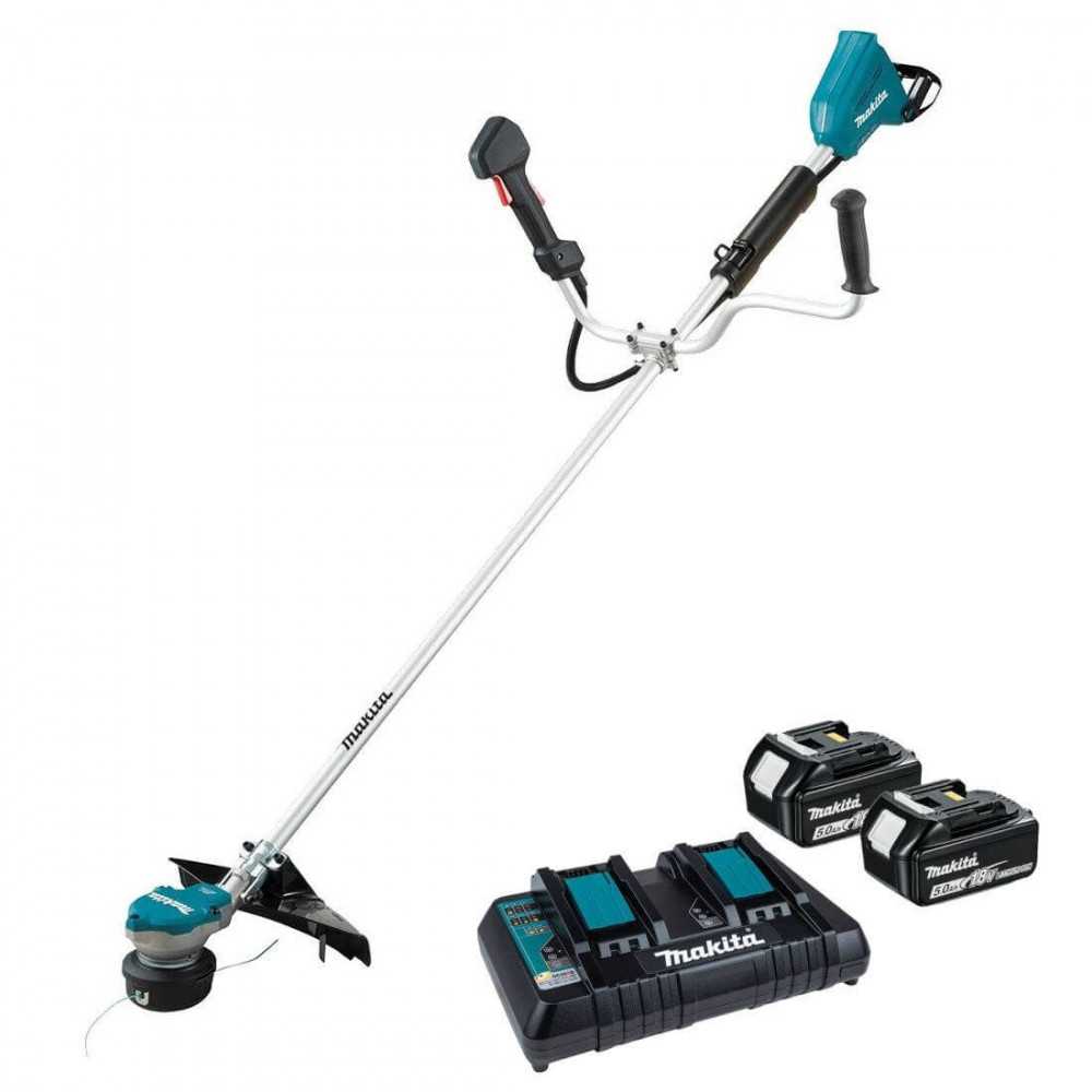 Desbrozadora Inalambrica 0.5kw + 2 Baterias 18v 5Ah (BL1850B) + Cargador Rapido Doble (DC18RD) MAKITA1