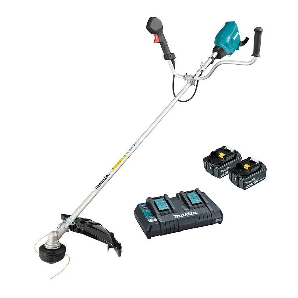 Desbrozadora Inalambrica 1kw + 2 Baterias 18v 5Ah (BL1850B X2) + Cargador Rapido Doble (DC18RD)1