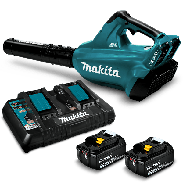 Soplador Inalambrico MAKITA (DUB362PT2) + 2 Baterias 18v 5.0Ah (BL1850B X2) + Cargador Rapido Doble1