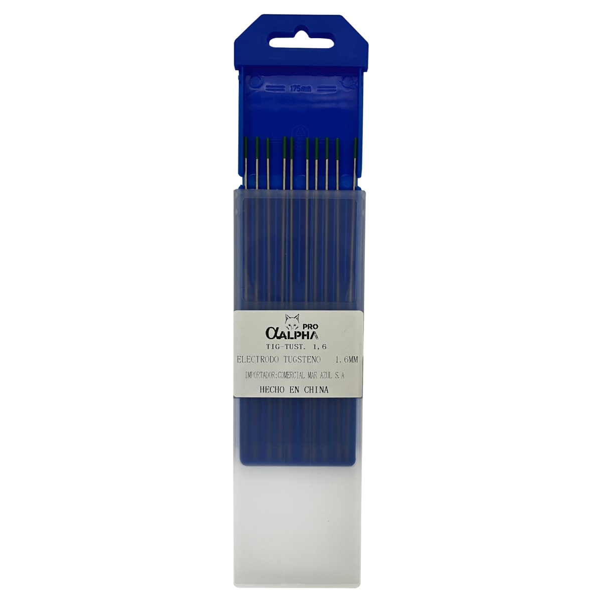 Electrodo Tungsteno 1.6mm 150mm para TIG Punto Verde 10 Unidades ALPHA1