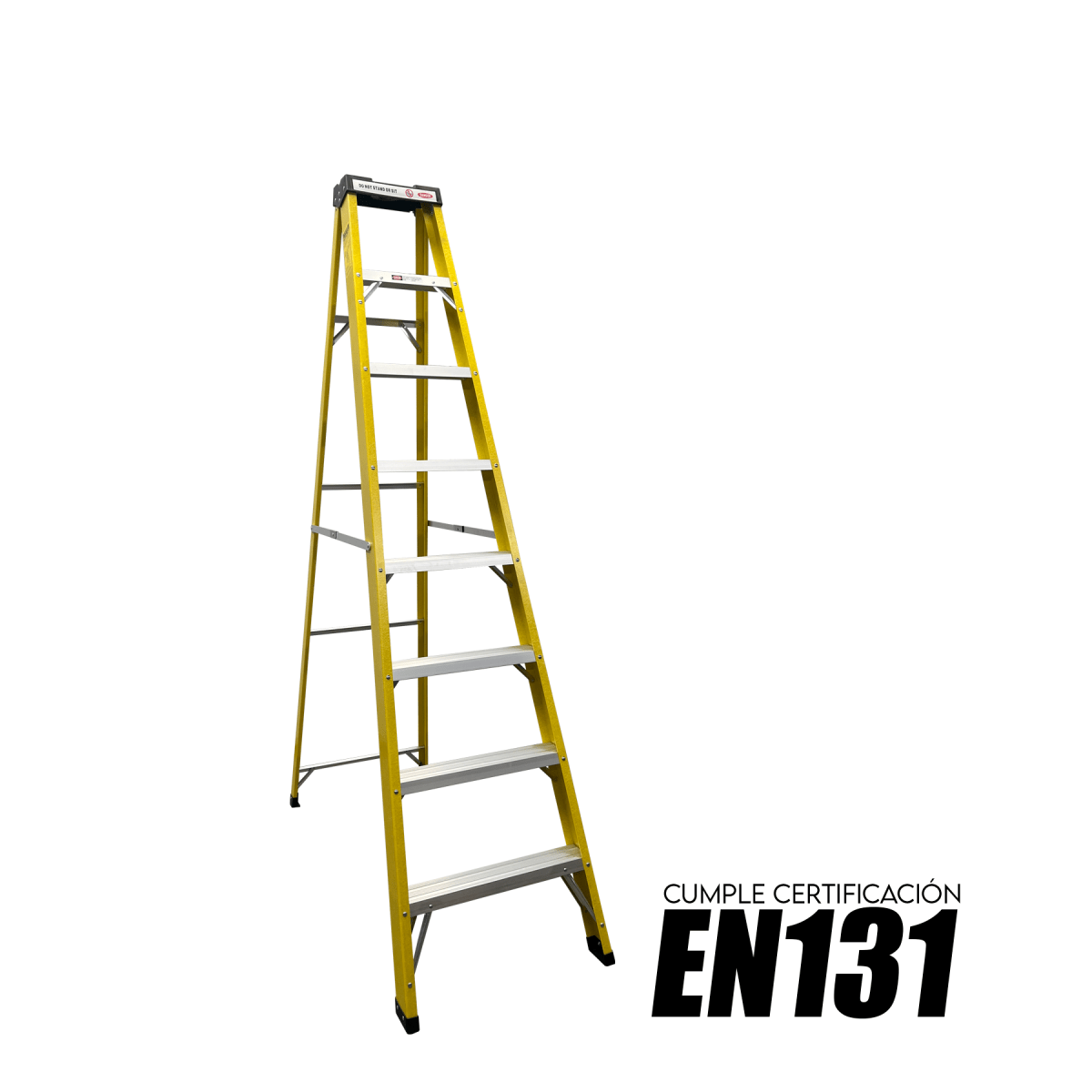 Escalera Tipo Tijera de Fibra de Vidrio y Aluminio 2.3 Mts 7 Peldaños2