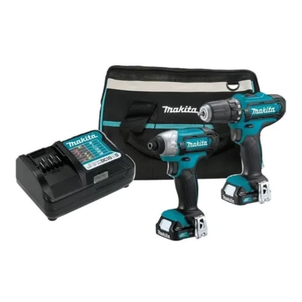 Taladro Percutor 12v + Atornillador de Impacto 12v + 2 Baterias 12v 1.5Ah + Cargador + Bolso MAKITA2